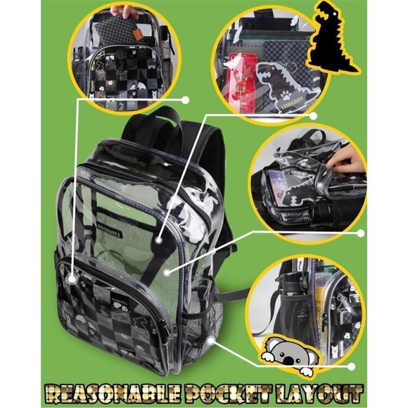 16 Inch Clear Back to School  Backpack Heavy Duty Transparent Bookbag - Picture 2 of 4